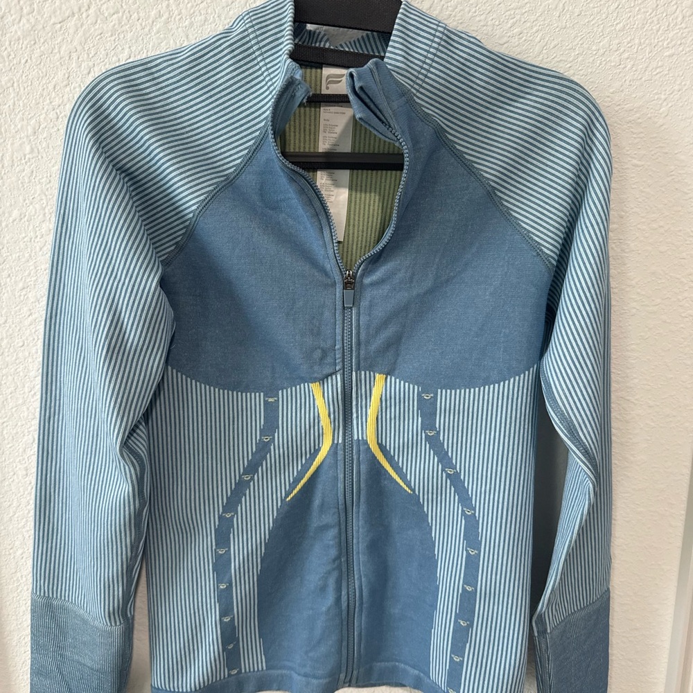 Fabletics Blue and Yellow Zip Up jacket